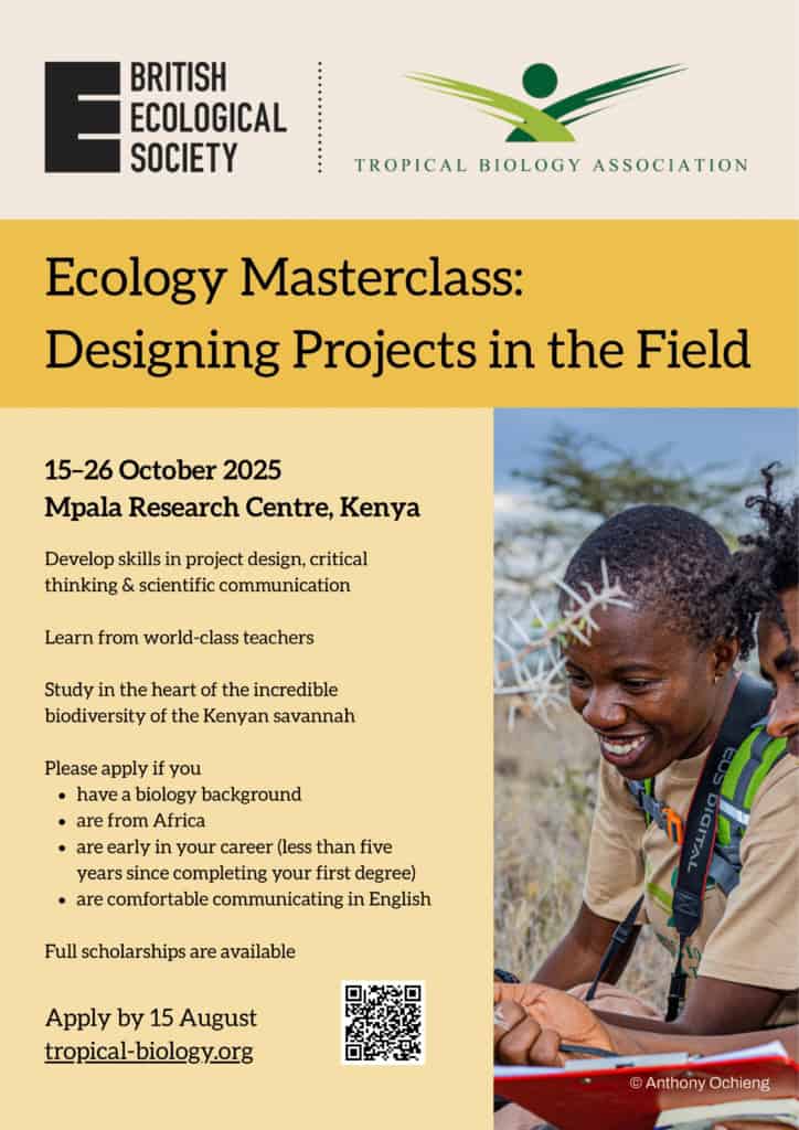 Dépliant du cours – Masterclass d’Écologie : Concevoir des projets sur le terrain.